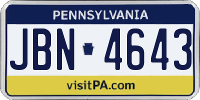 PA license plate JBN4643