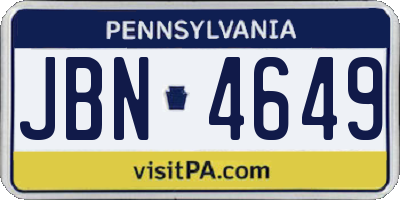 PA license plate JBN4649