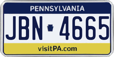 PA license plate JBN4665