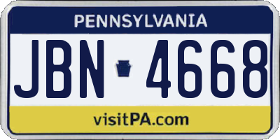 PA license plate JBN4668