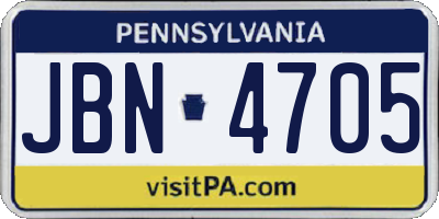 PA license plate JBN4705