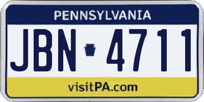 PA license plate JBN4711