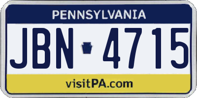 PA license plate JBN4715