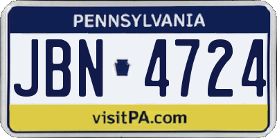 PA license plate JBN4724