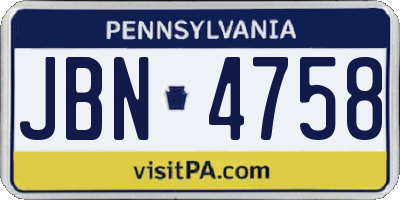 PA license plate JBN4758
