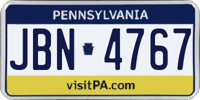 PA license plate JBN4767