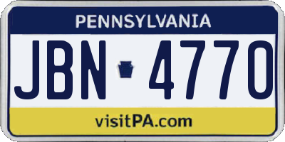 PA license plate JBN4770