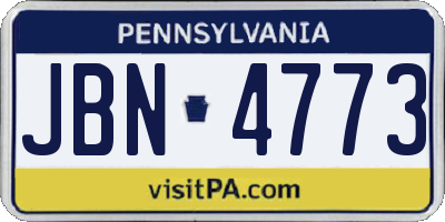 PA license plate JBN4773