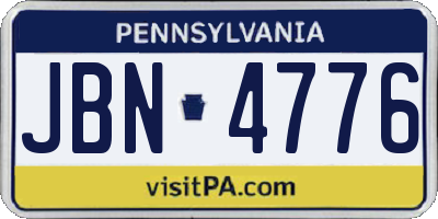 PA license plate JBN4776