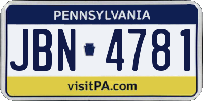 PA license plate JBN4781