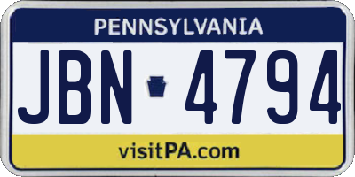 PA license plate JBN4794