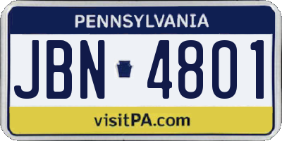 PA license plate JBN4801
