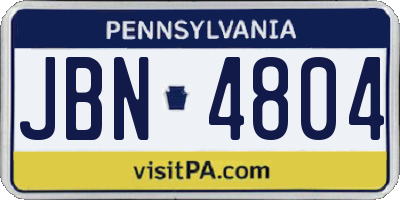 PA license plate JBN4804