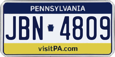 PA license plate JBN4809