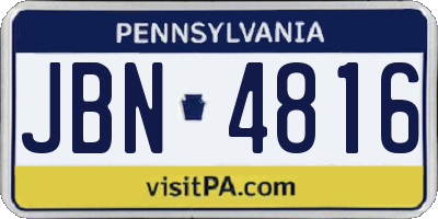 PA license plate JBN4816