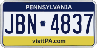 PA license plate JBN4837
