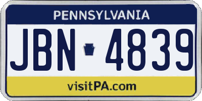 PA license plate JBN4839