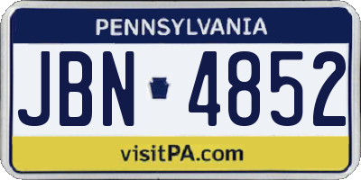 PA license plate JBN4852