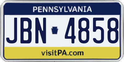 PA license plate JBN4858