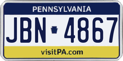PA license plate JBN4867