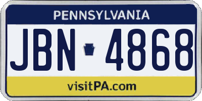 PA license plate JBN4868