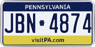 PA license plate JBN4874