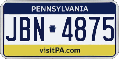 PA license plate JBN4875