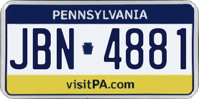 PA license plate JBN4881