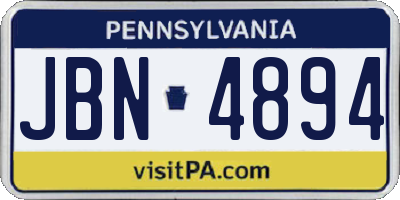 PA license plate JBN4894