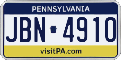 PA license plate JBN4910