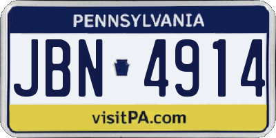 PA license plate JBN4914