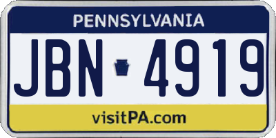 PA license plate JBN4919