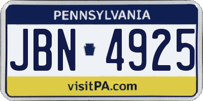 PA license plate JBN4925