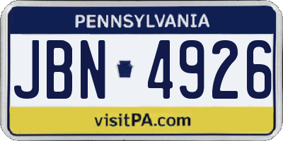 PA license plate JBN4926
