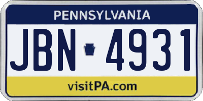 PA license plate JBN4931