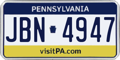 PA license plate JBN4947