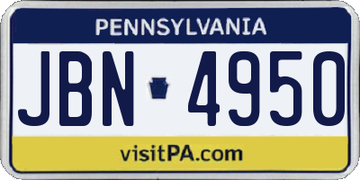 PA license plate JBN4950