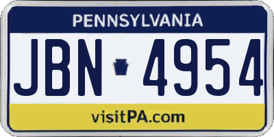 PA license plate JBN4954