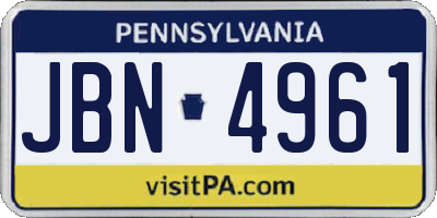 PA license plate JBN4961