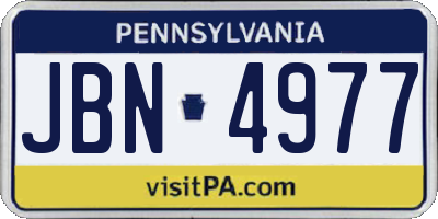 PA license plate JBN4977