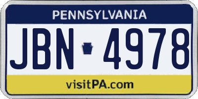 PA license plate JBN4978