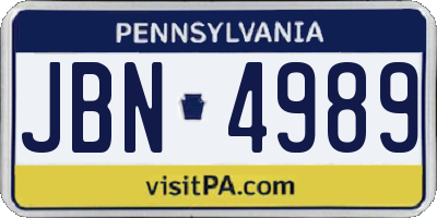 PA license plate JBN4989