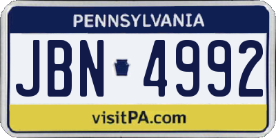 PA license plate JBN4992