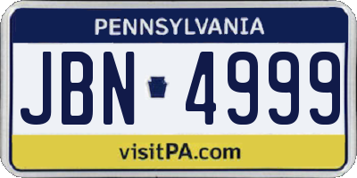 PA license plate JBN4999