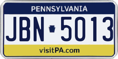 PA license plate JBN5013