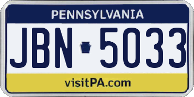 PA license plate JBN5033