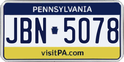 PA license plate JBN5078