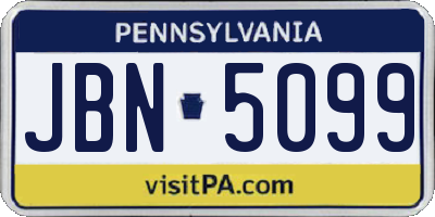 PA license plate JBN5099