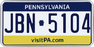 PA license plate JBN5104