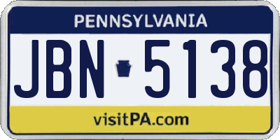 PA license plate JBN5138